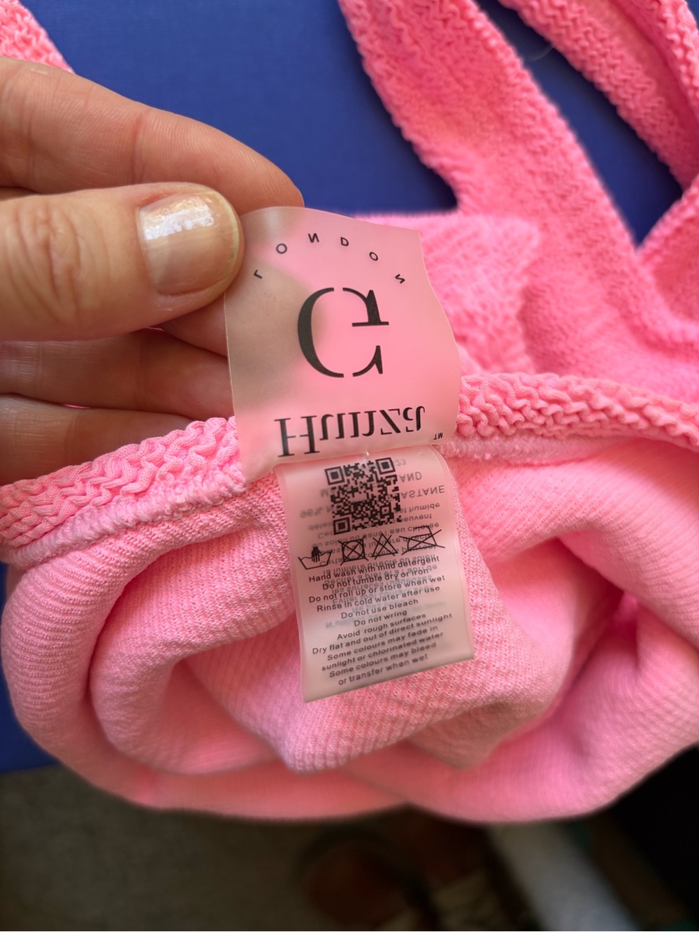 HUNZA G Crinkle Square Neck Bubblegum Swimsuit - Picture 15 of 16